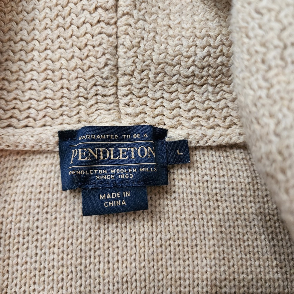 Pendleton Cardigan Tan Aztec Sweater Cotton Shawl Collar Southwestern Western L - Picture 4 of 15